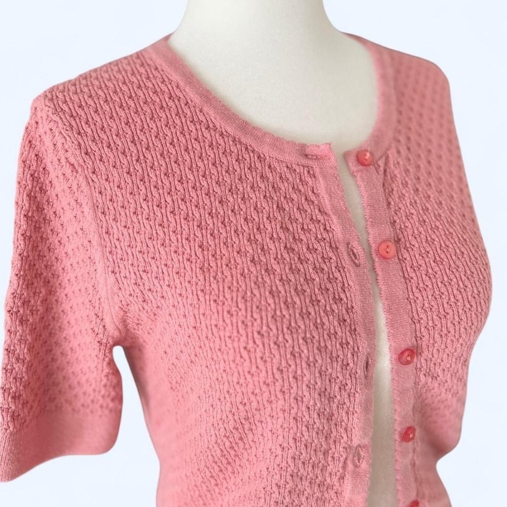 Princess Highway Pink Knit Short Sleeve Button Down Cardigan 10